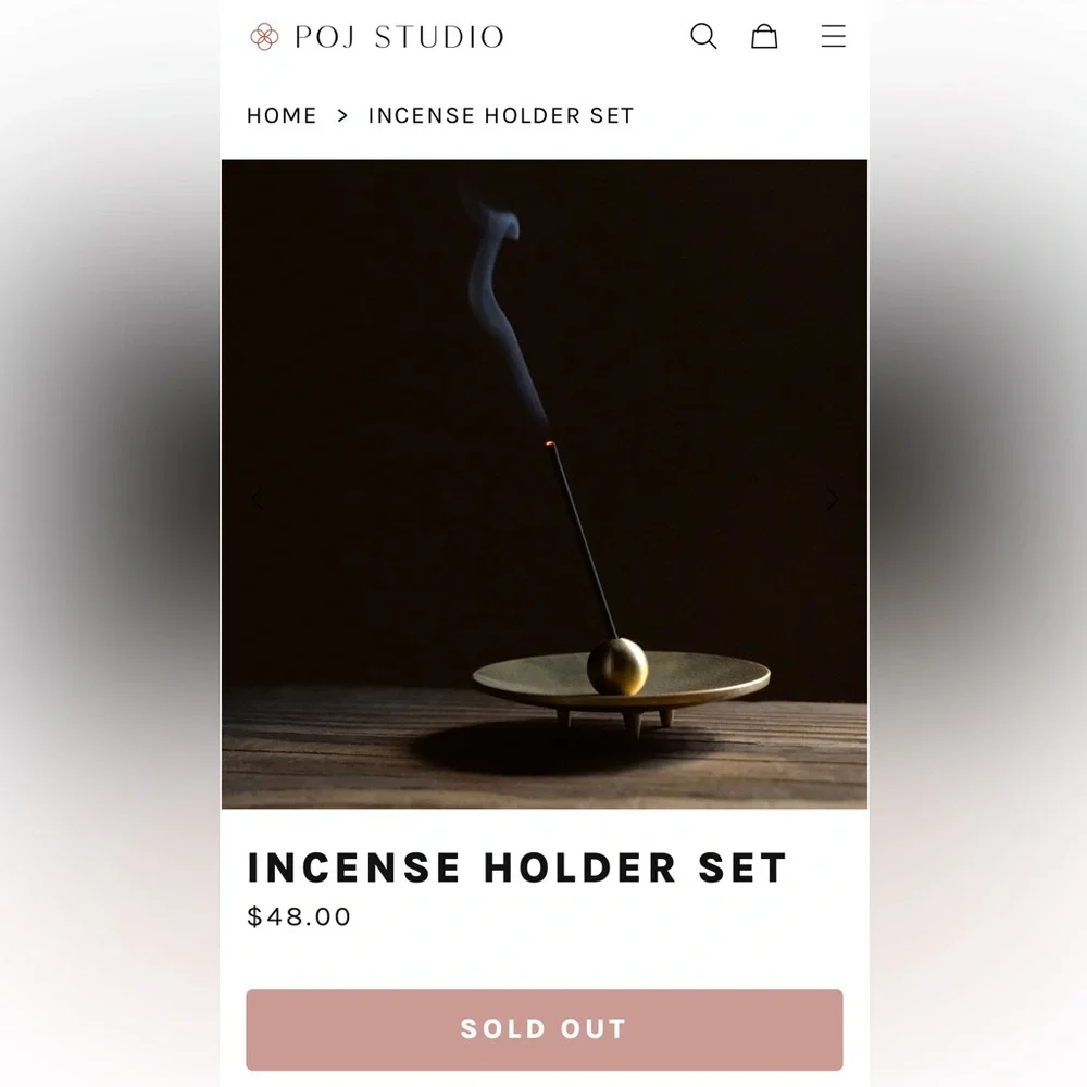 POJ Studio Gold Incense Holder Set, from Japan - Picture 2 of 10